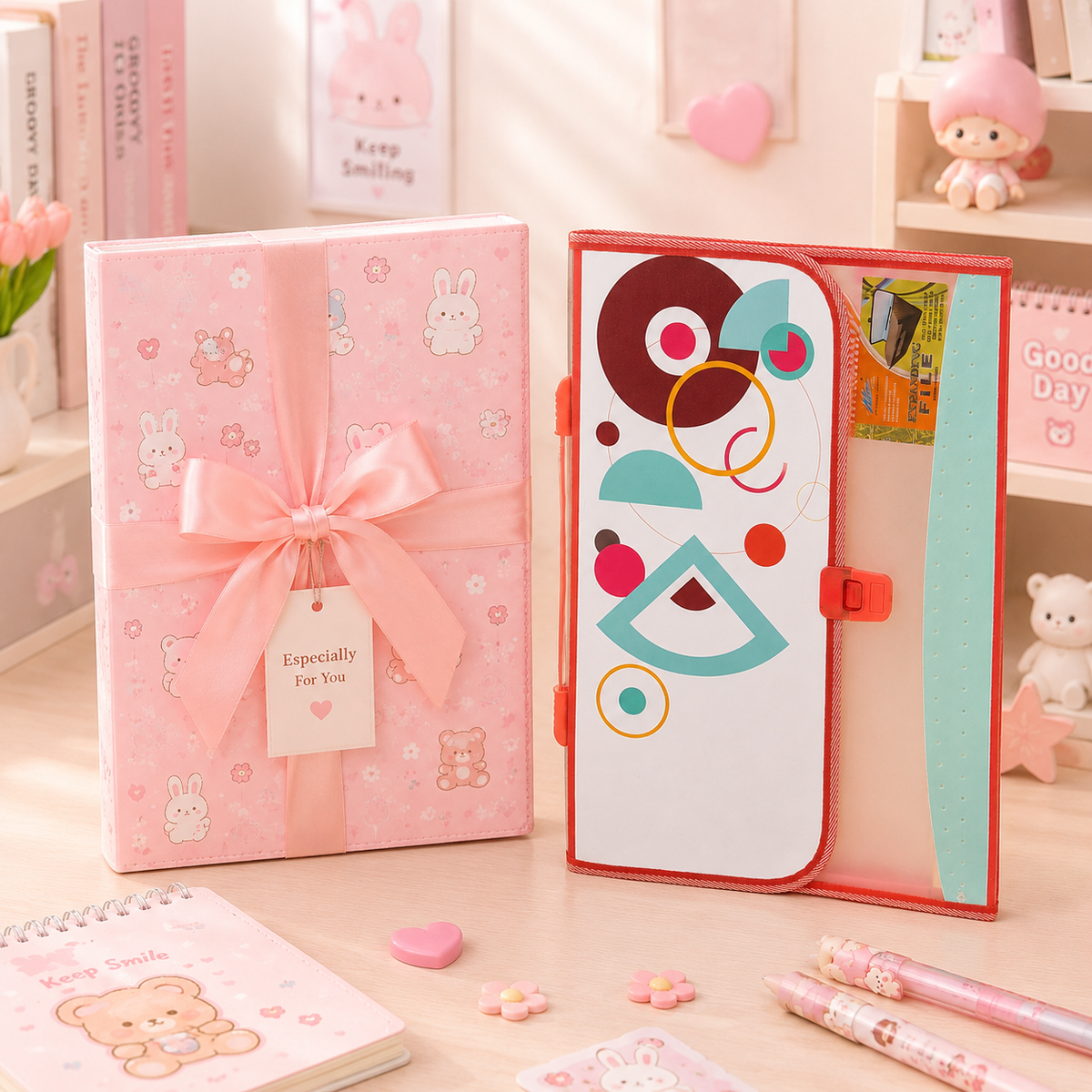 Geometric Print Accordion File Organizer - gift box