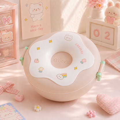 🍩 Kawaii Donut Bento Lunch Box for Kids – Leak Proof School Lunch Box