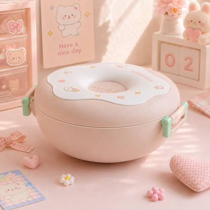 🍩 Kawaii Donut Bento Lunch Box for Kids – Leak Proof School Lunch Box