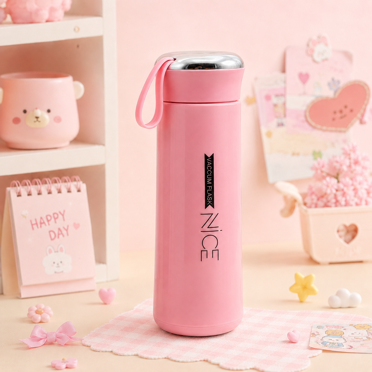 NICE Pink Vacuum Flask - Angle 4