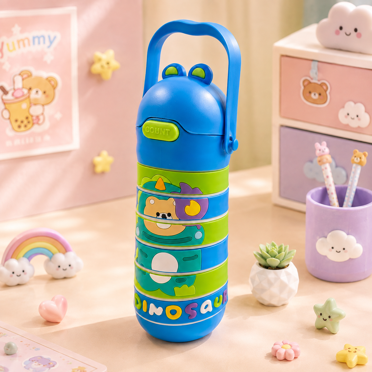 Dinosaur Stacking Water Bottle - Angle 3