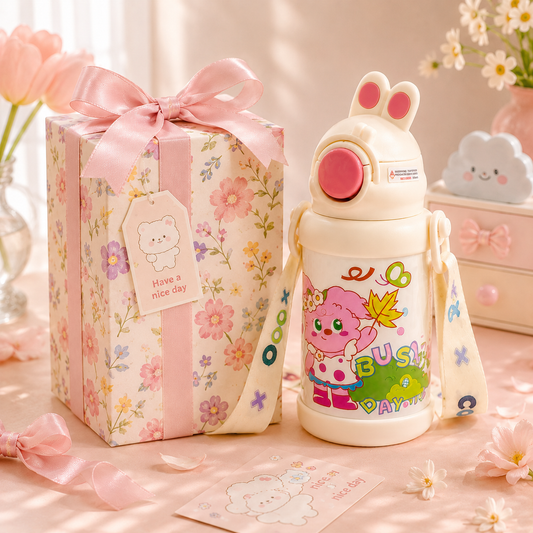 Bunny Ears Kawaii Water Bottle - Gift Box Packaging