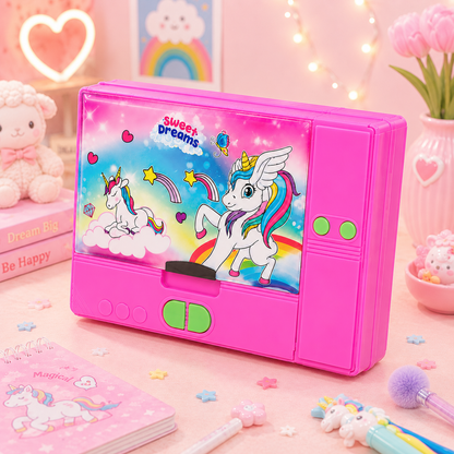 Kawaii Unicorn Pencil Box - side angle