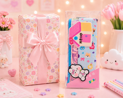 Kawaii Cartoon Pencil Pouch with gift box packaging