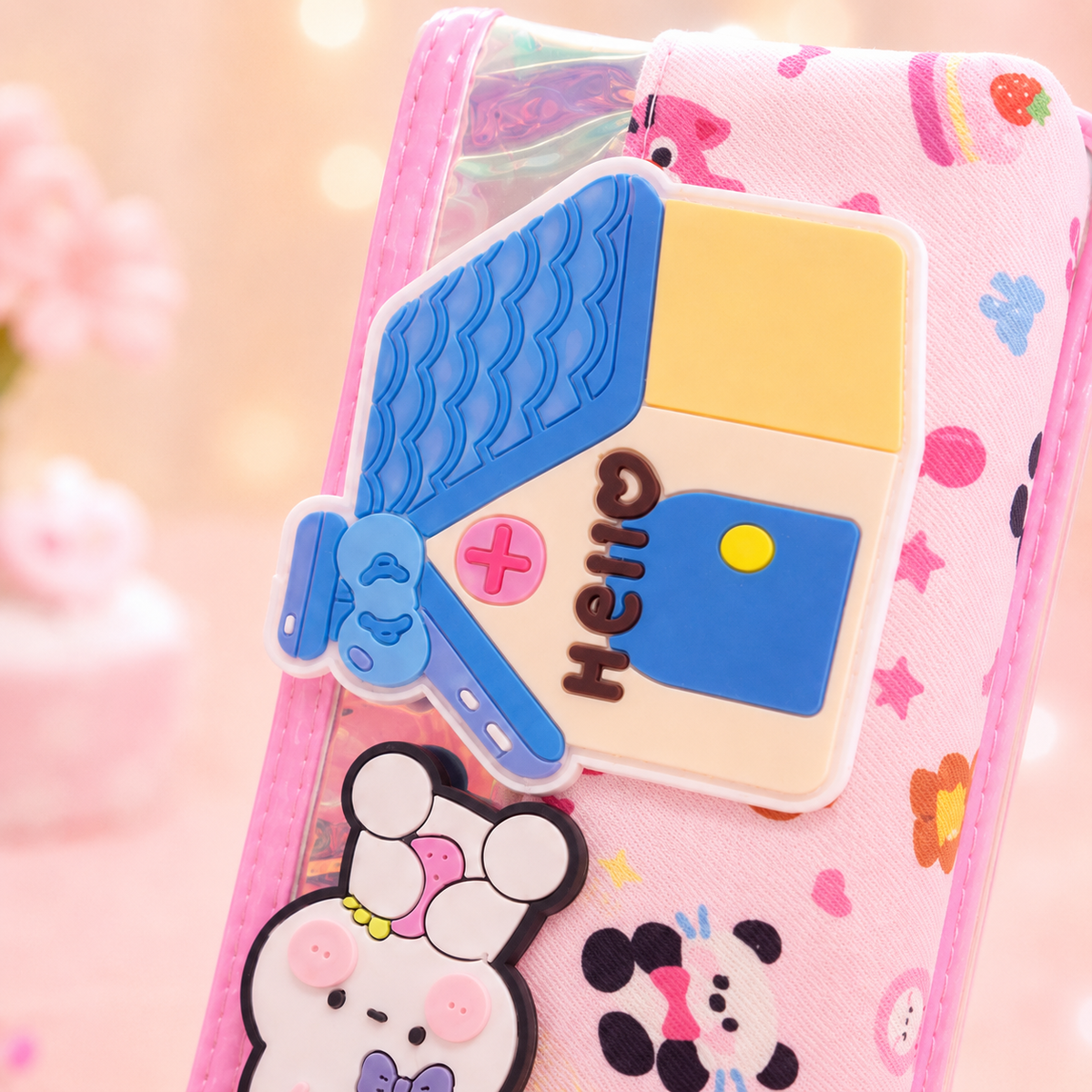 Kawaii Cartoon Pencil Pouch - charm close-up pink