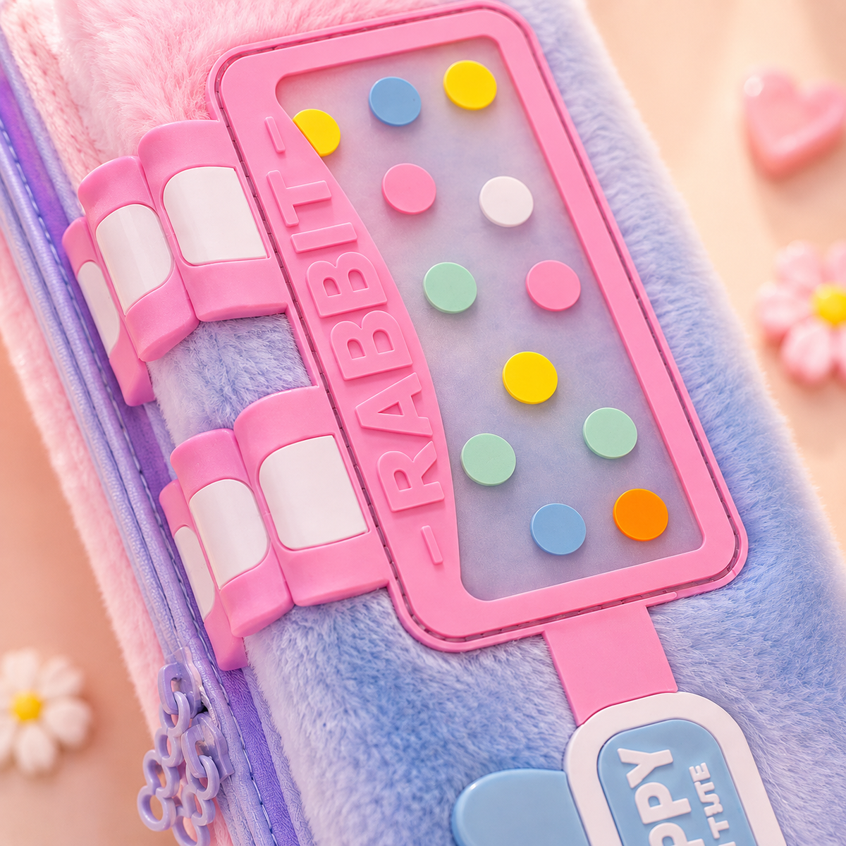 Kawaii Rabbit Console Charm Pencil Pouch - charm close-up