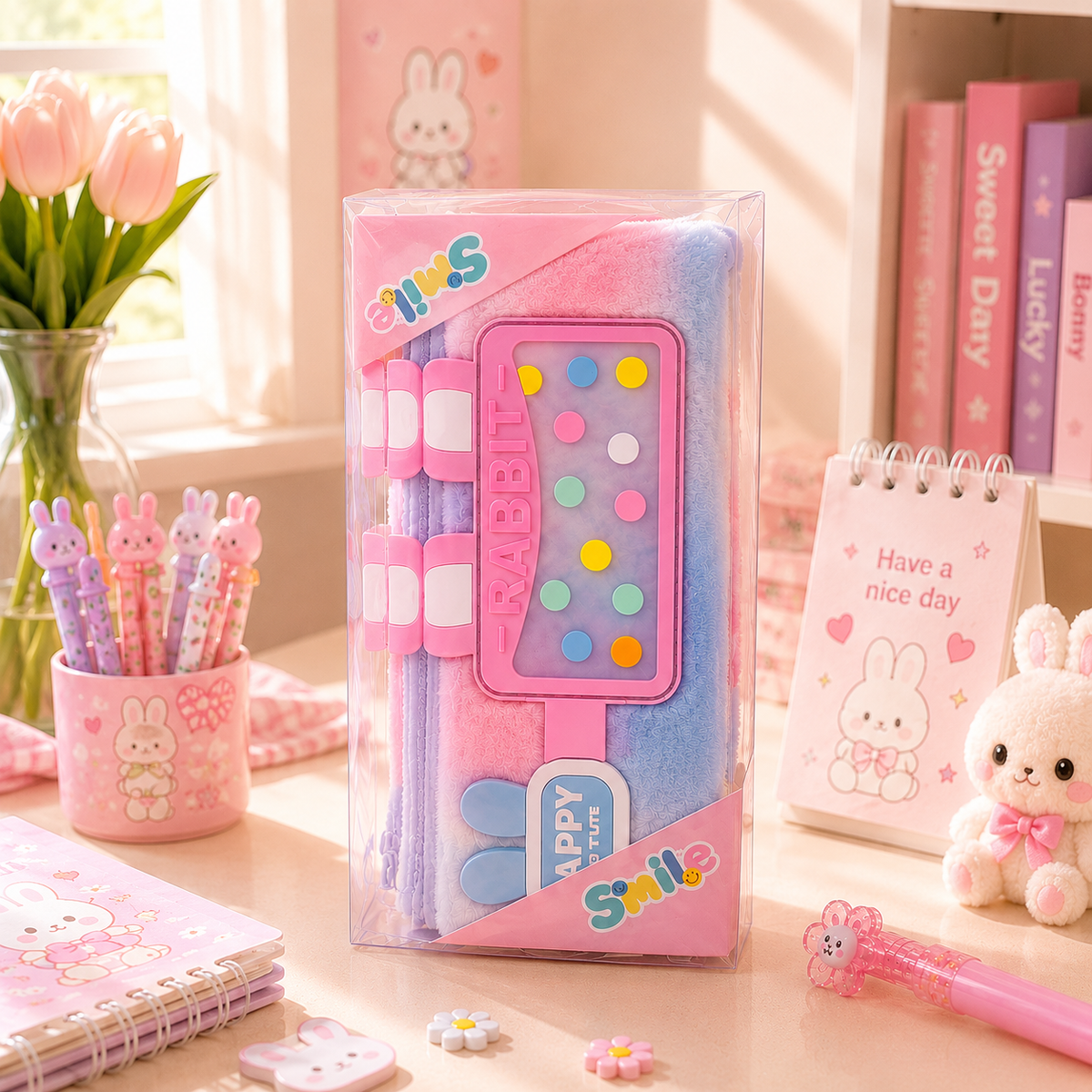Kawaii Rabbit Console Charm Pencil Pouch - desk display