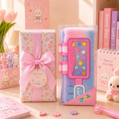 Kawaii Rabbit Console Charm Pencil Pouch with gift box packaging