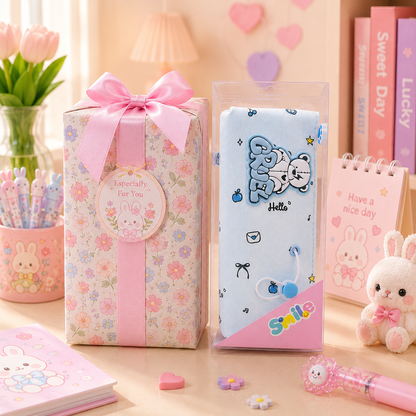 Kawaii Bear Doodle Pencil Pouch with gift box packaging