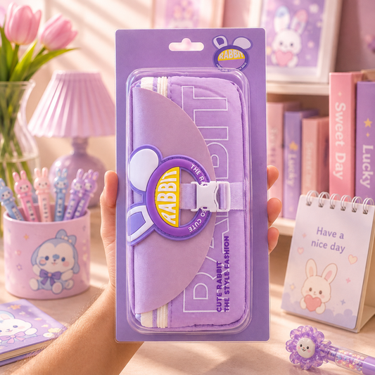 Rabbit Buckle Purple pencil pouch