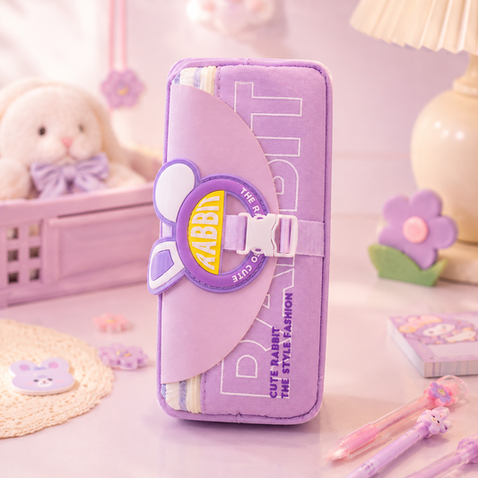Kawaii Rabbit Buckle Pencil Pouch - front view