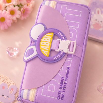 Kawaii Rabbit Buckle Pencil Pouch - close-up buckle