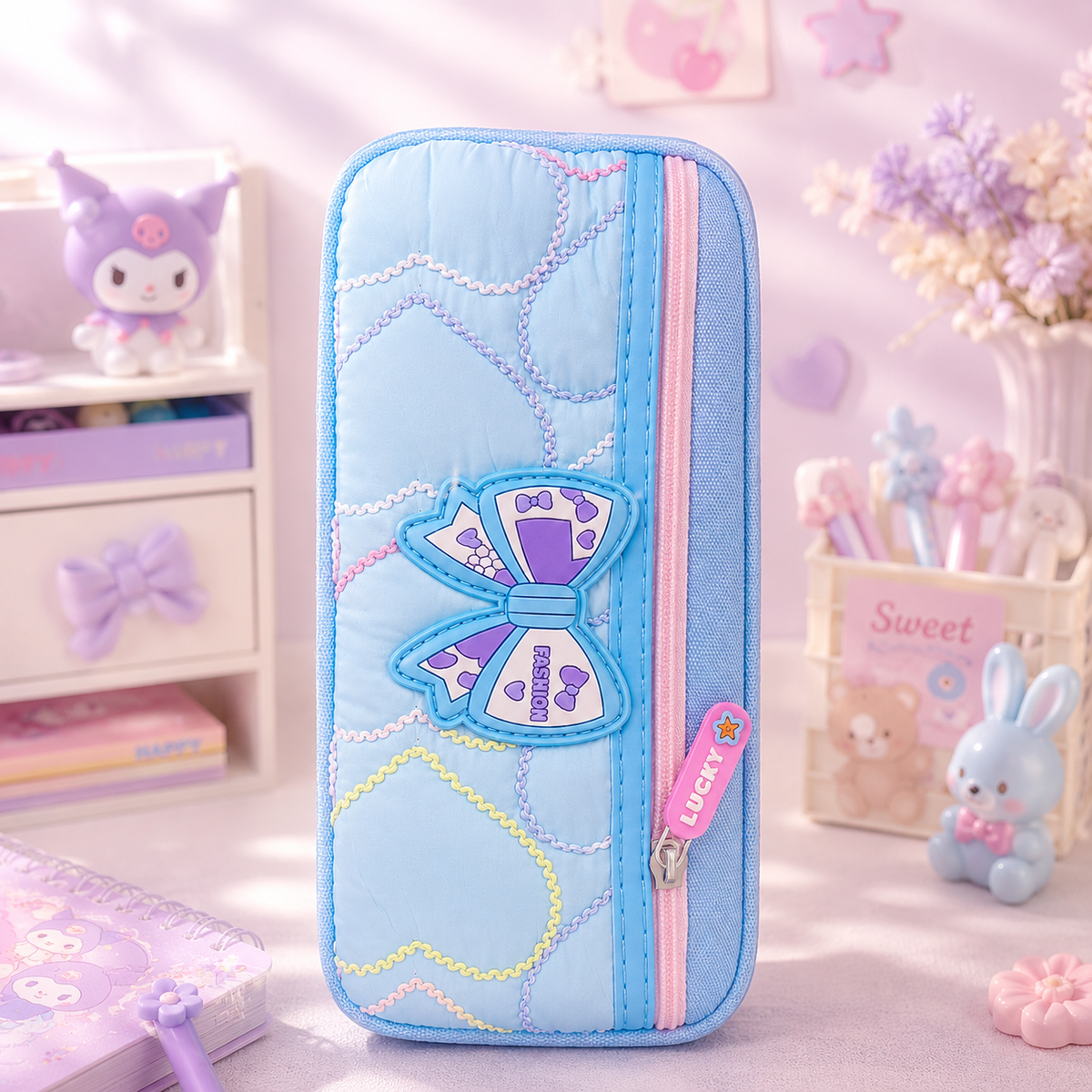 Fashion Bow Blue pencil pouch
