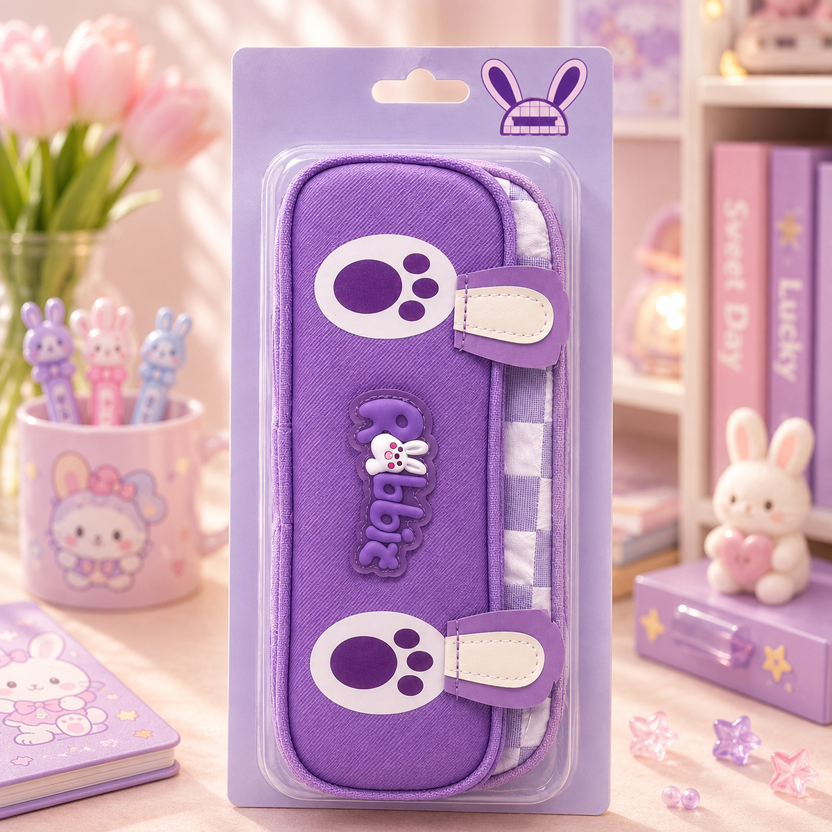 Rabbit Paw Purple pencil pouch