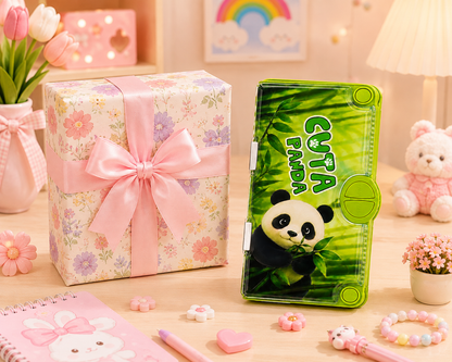 Cuta Panda Handheld Toy gift set with wrapped present