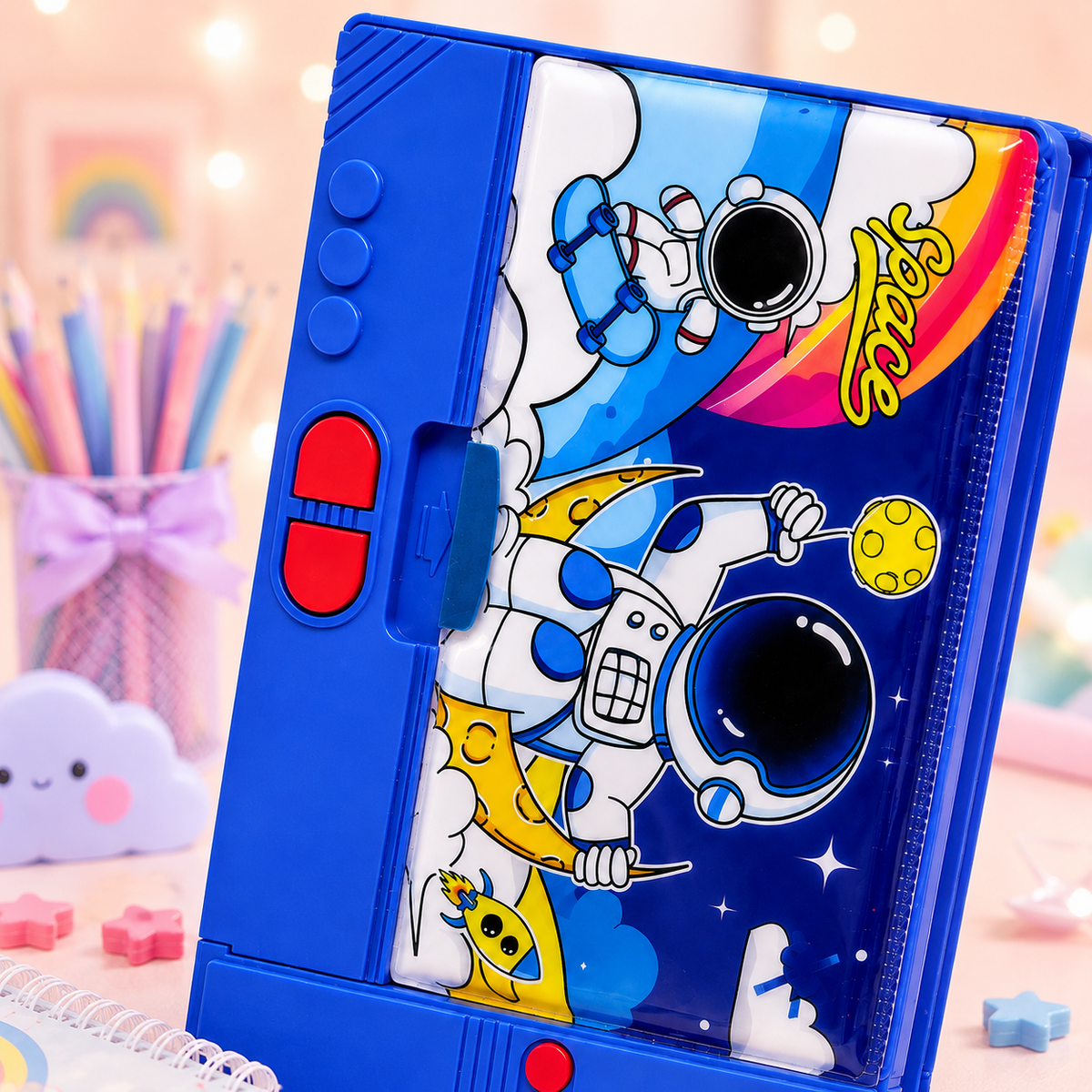 Space Astronaut Pop-Up Pencil Box - close-up