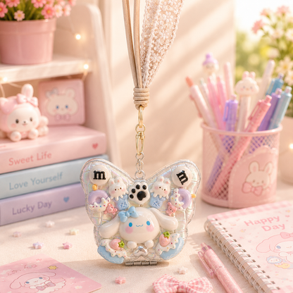 Kawaii Butterfly Decoden Mirror Keychain desk display