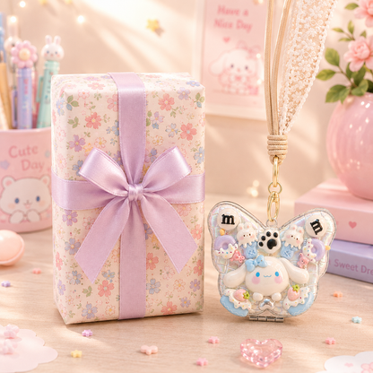 Kawaii Butterfly Decoden Mirror Keychain gift packaging