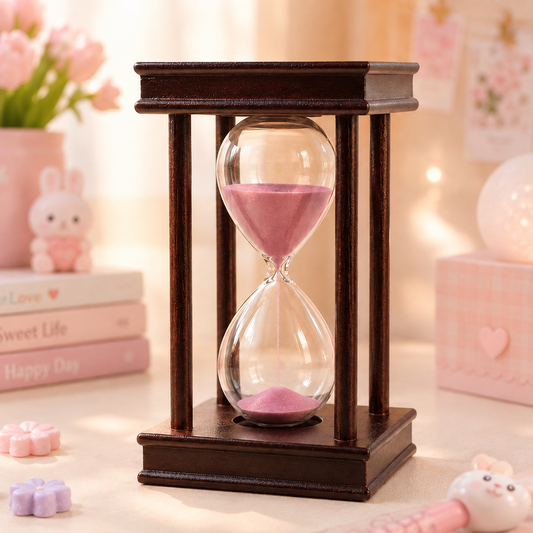 Wooden Hourglass Sand Timer - front view