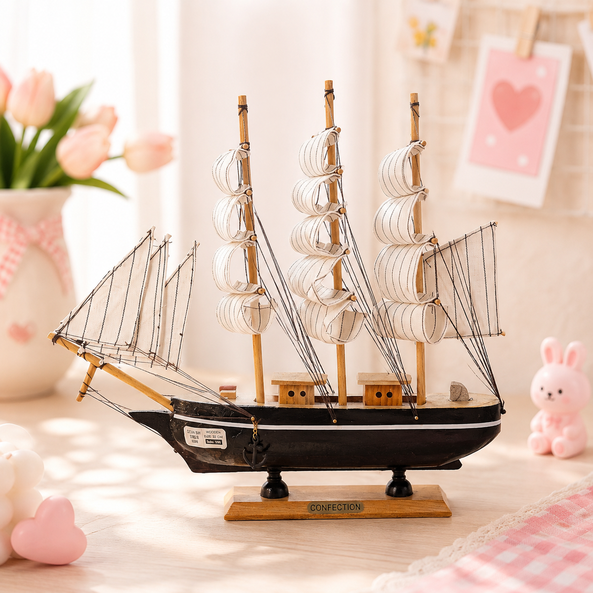Wooden Sailing Ship Model - desk setting