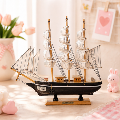 Wooden Sailing Ship Model - desk setting