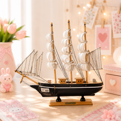 Wooden Sailing Ship Model - lifestyle desk shot