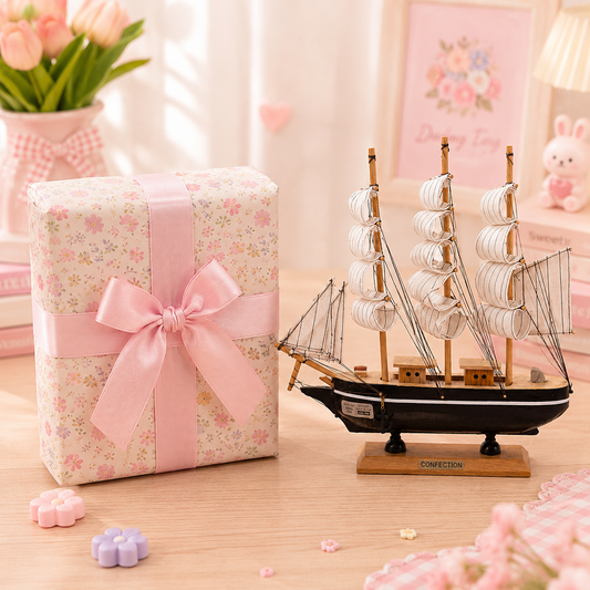 Wooden Sailing Ship Model with gift box packaging