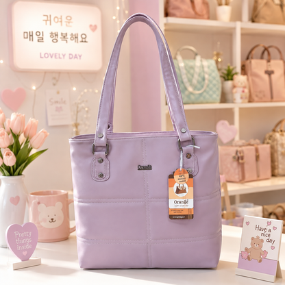 Orange Lilac Tote Handbag front view