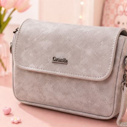 Orange Grey Textured Sling Bag close-up