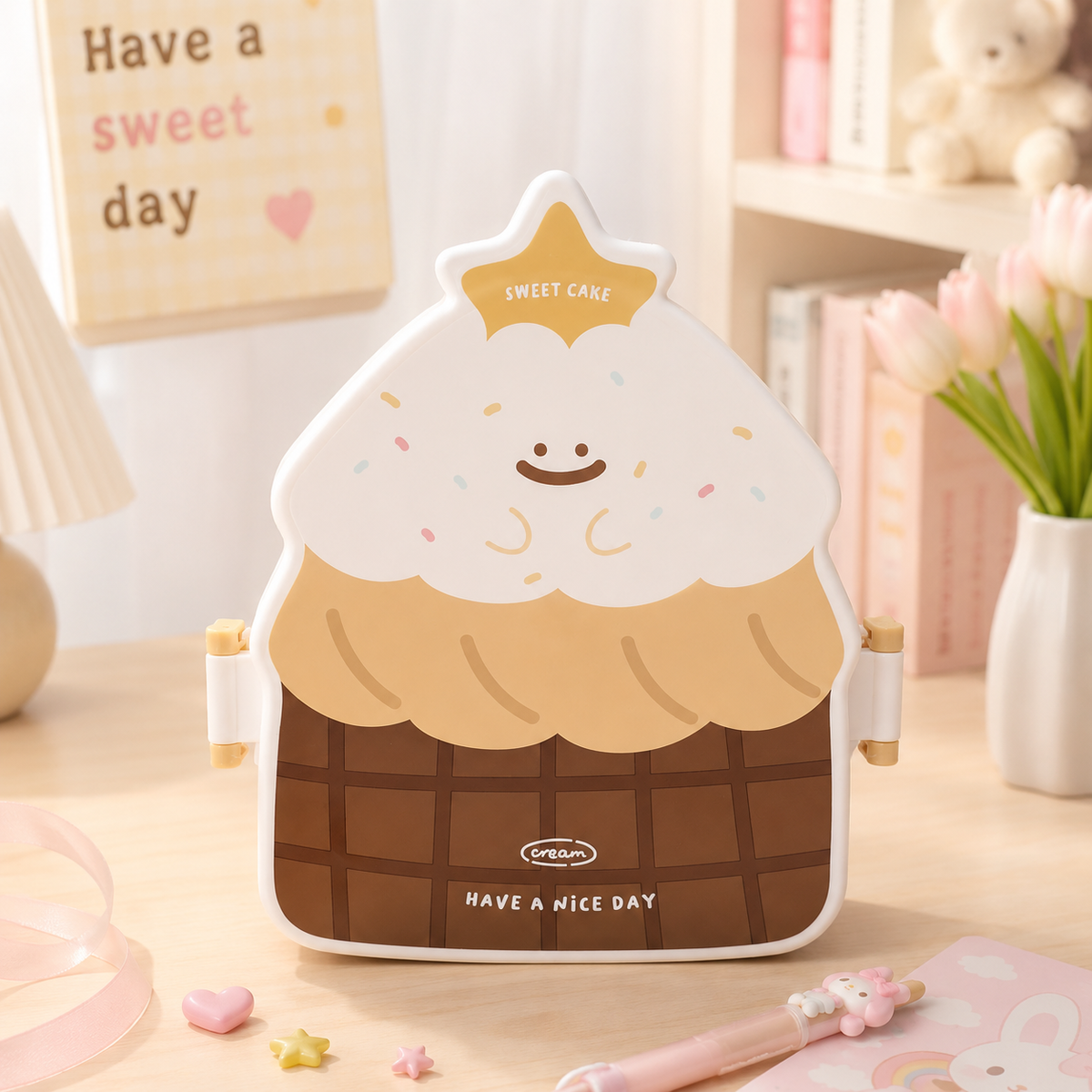 Kawaii Sweet Cake Bento Lunch Box - desk scene 2