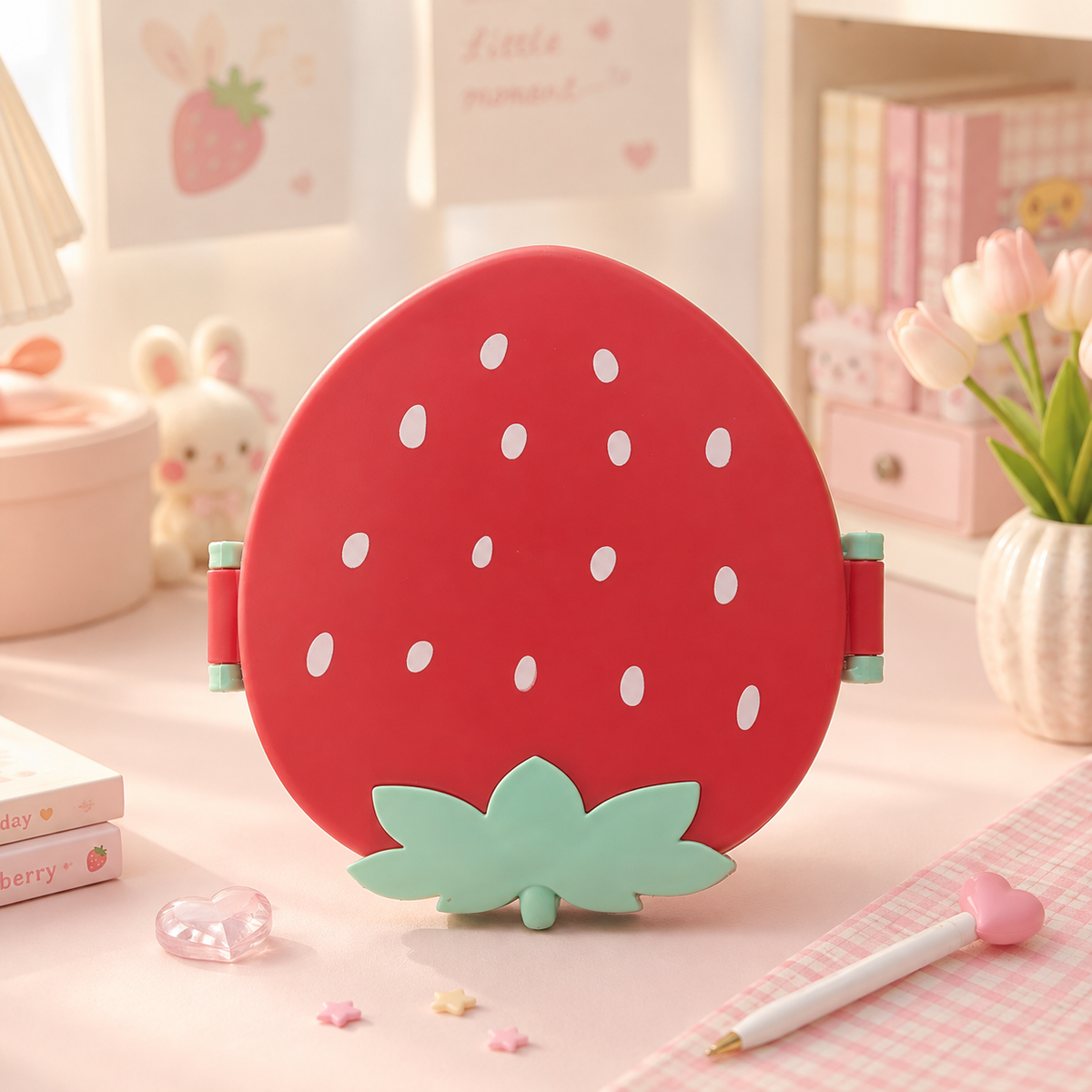Kawaii Strawberry Bento Lunch Box - desk scene 2