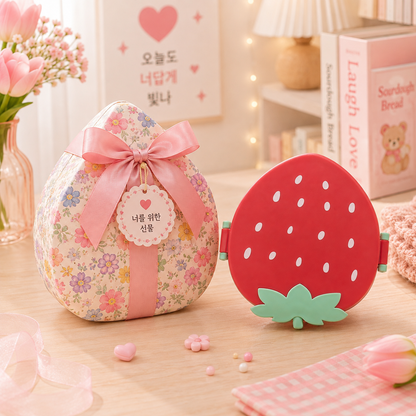 Kawaii Strawberry Bento Lunch Box - with gift box packaging