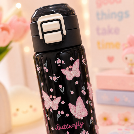 Kawaii Butterfly Water Bottle lid close-up