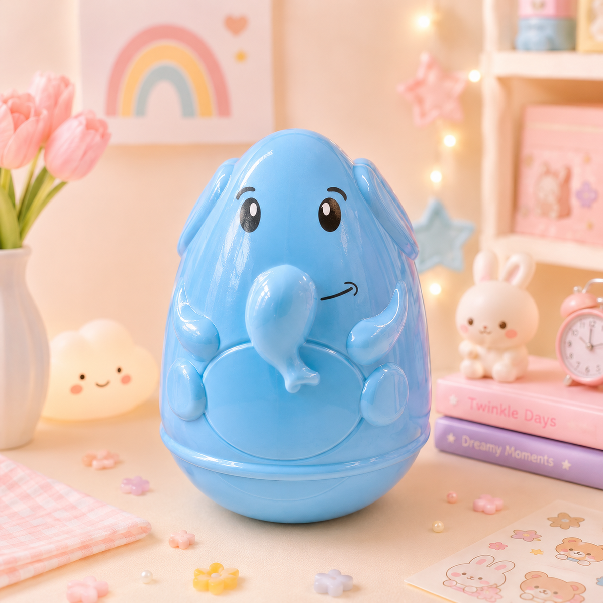 Kawaii Roly Poly Elephant Baby Toy front view