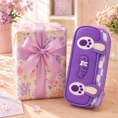 Kawaii Rabbit Paw Pencil Pouch with gift box packaging