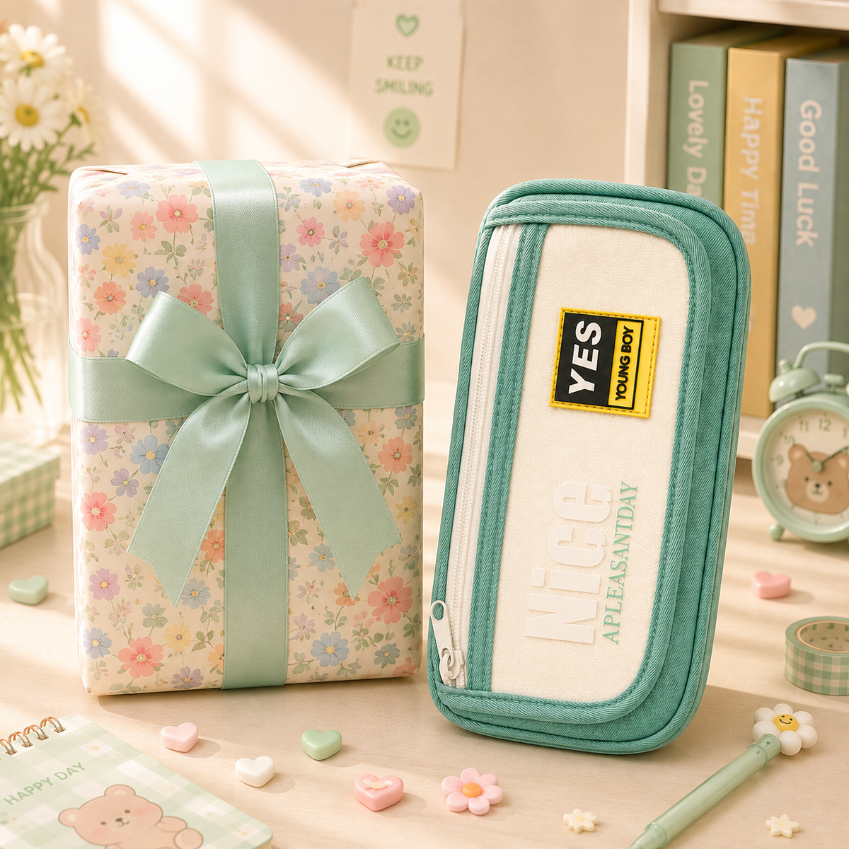 Nice Pleasant Day Pencil Pouch - with gift box packaging