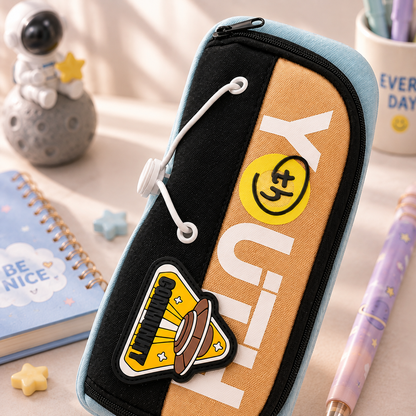 Youth Smiley Patch Pencil Pouch - close-up