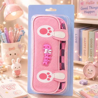 Kawaii Rabbit Paw Pencil Pouch - retail packaging
