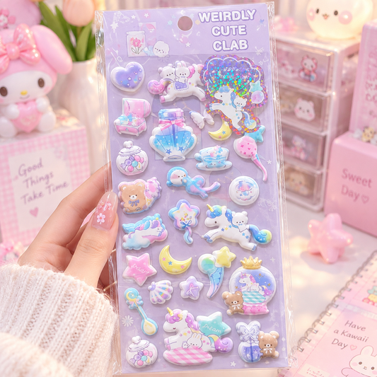 Unicorn 3D Puffy sticker design