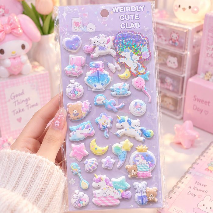 Unicorn 3D Puffy sticker design