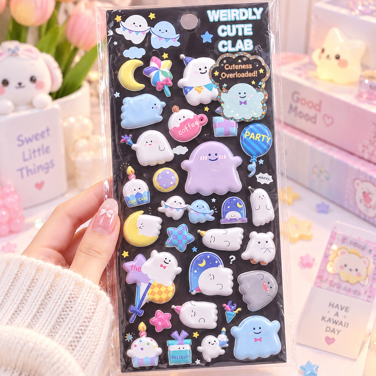 Cute Ghost 3D Puffy sticker design