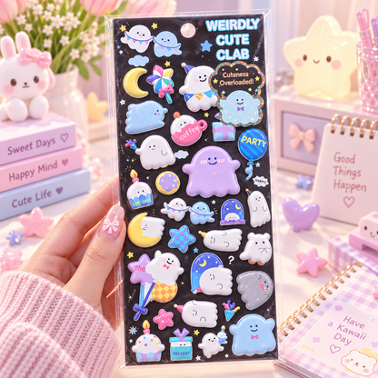 Kawaii Ghost 3D Puffy Sticker Sheet lifestyle scene