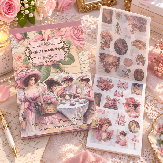 Blush Rose Gathering Vintage Sticker Book lifestyle scene