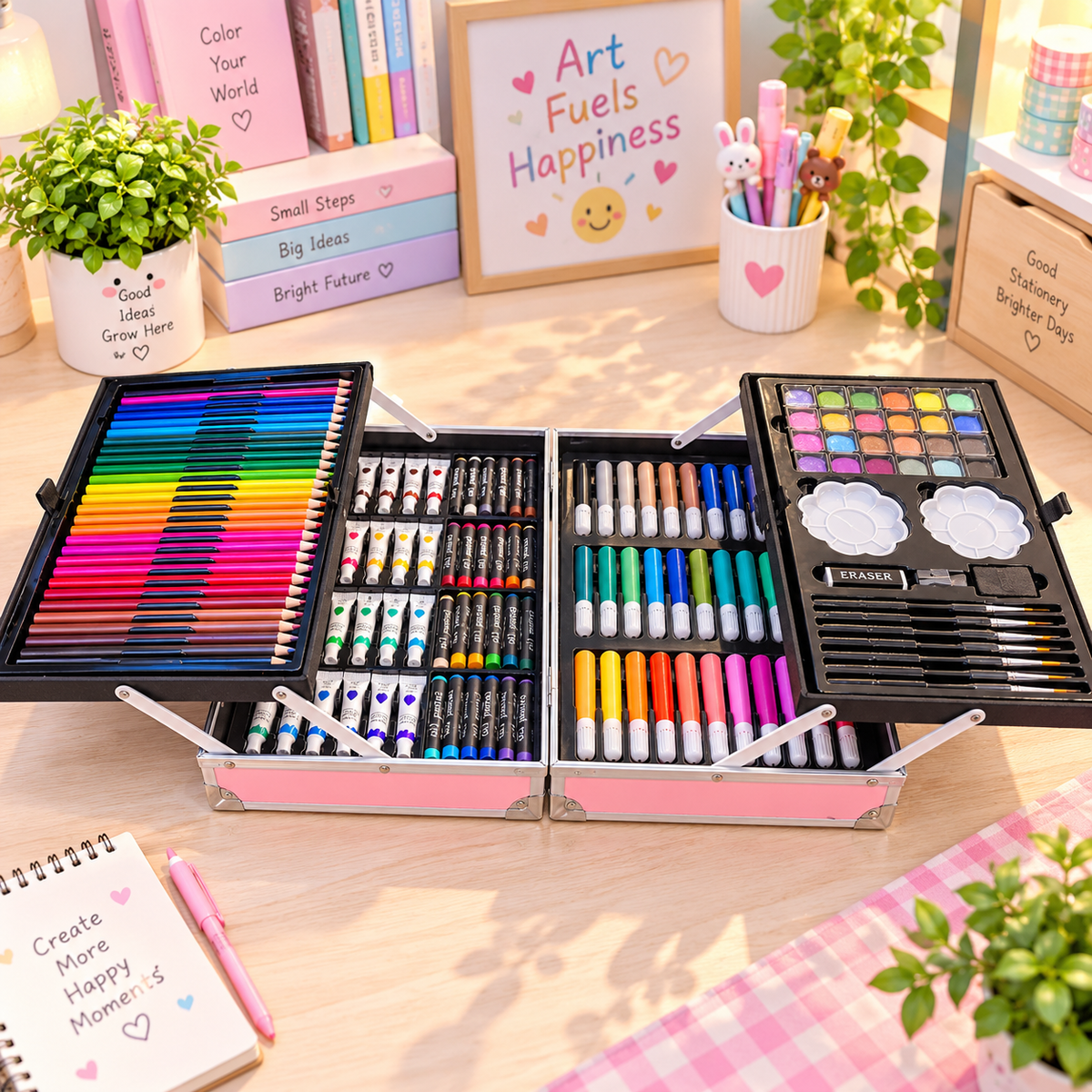 🌈 Kawaii Rainbow Unicorn Art & Craft Case for Kids