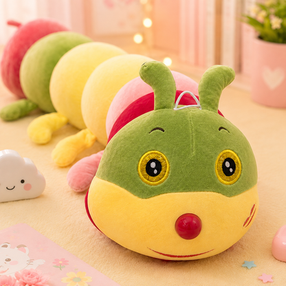 Kawaii Rainbow Caterpillar Plush - close-up face