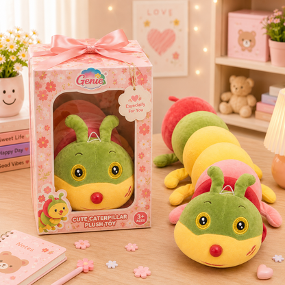 Kawaii Rainbow Caterpillar Plush - retail box packaging