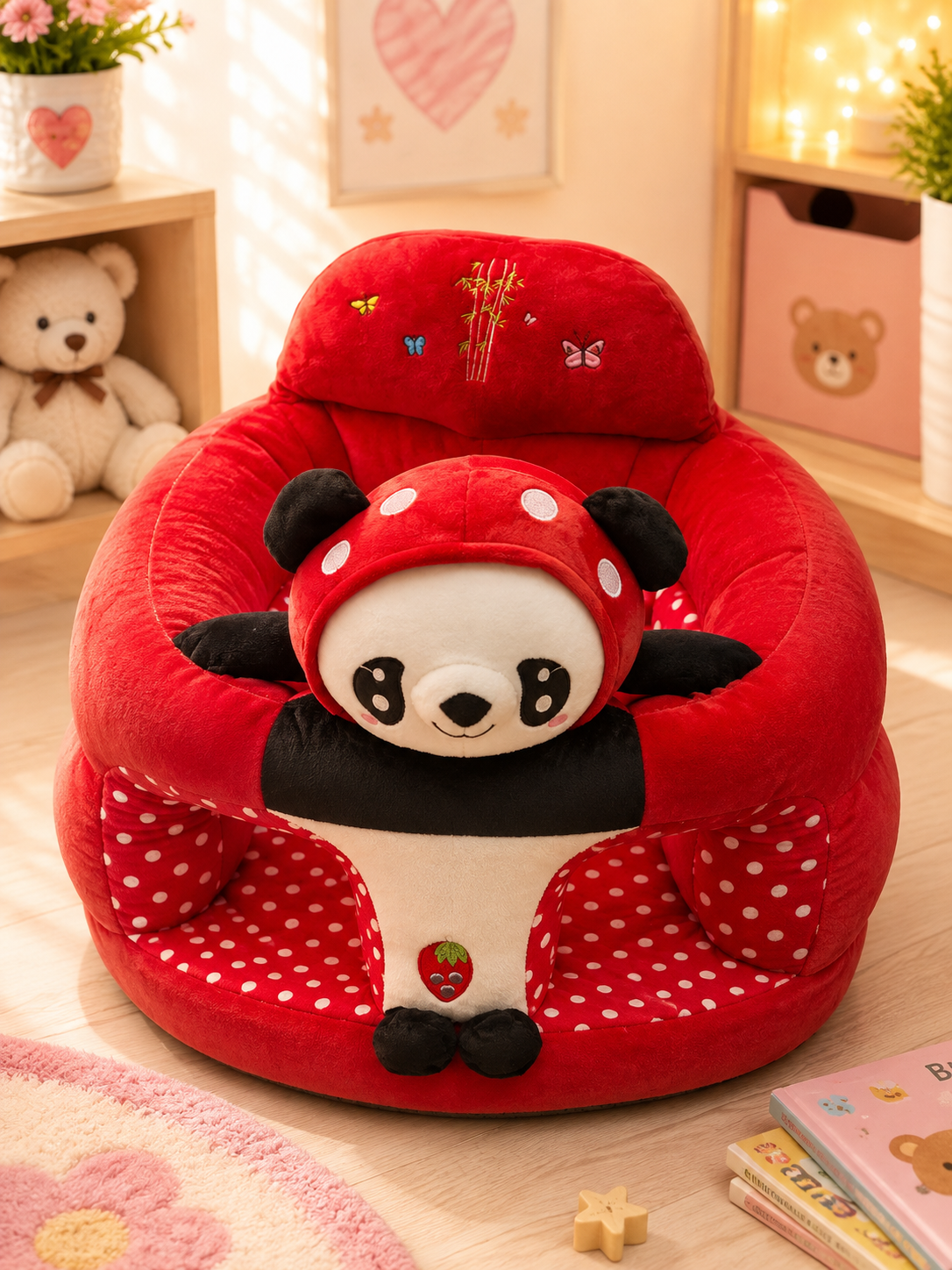 Kawaii Panda Plush Baby Sofa Seat - front view