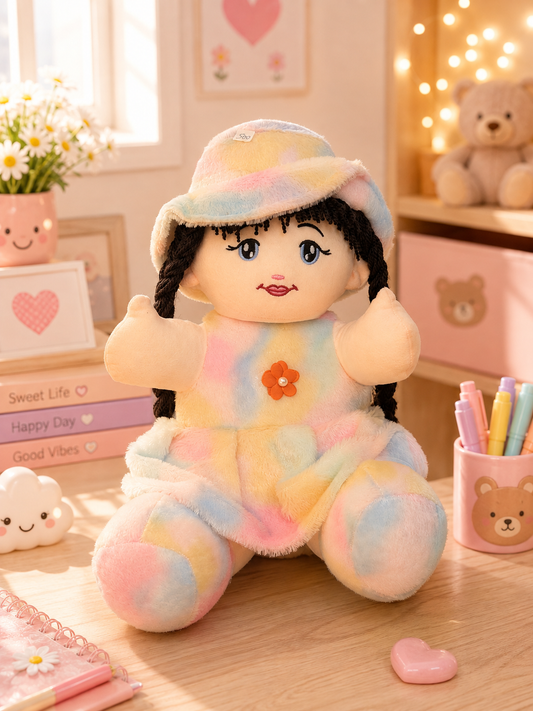 Kawaii Tie-Dye Rag Doll Plush - front view