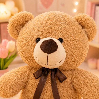 Classic Bow Tie Teddy Bear Plush - close-up face