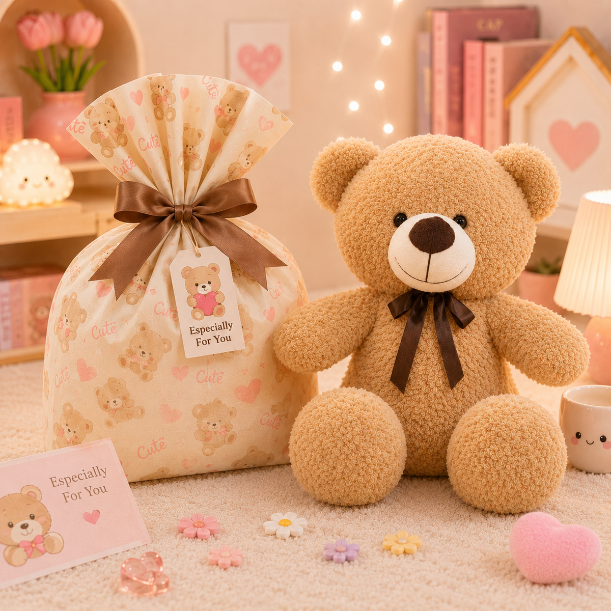 Classic Bow Tie Teddy Bear Plush - with gift bag packaging